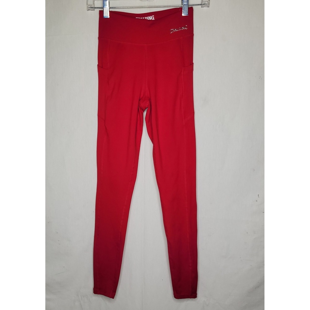 Spalding Womens Red High Waisted Active Leggings with Pockets Size‎ XS RN133647